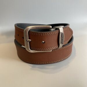 Dickies Brown 38" Leather Belt Wide 1.25" Solid Logo Buckle Mens Womens
